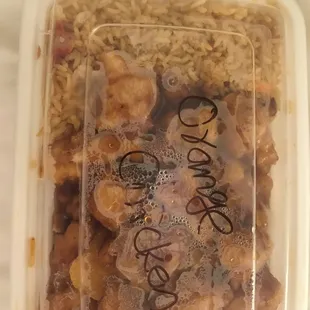 Orange chicken with pork fried rice