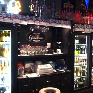 Friendly back bar at Green Town Tavern.