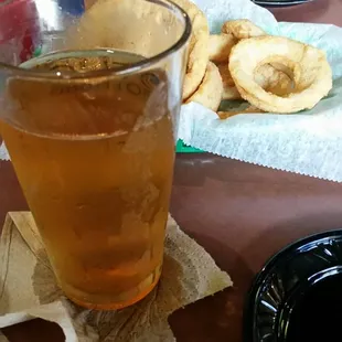 Green line on tap and onion rings