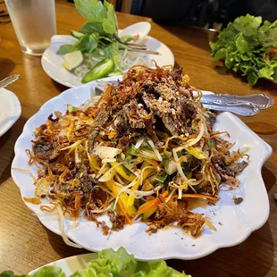 a plate of food on a table