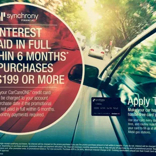 Six months same as Cash, interest is differed if paid in 6 months, wow what a deal.