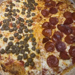 16" half sausage and pepperoni