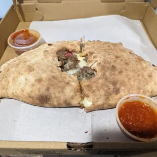 Pepperoni and sausage stromboli