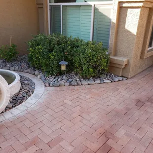 Small and large river rock mix, works well with existing landscape