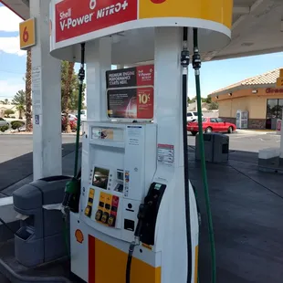 a gas station with a gas pump