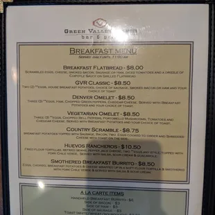 breakfast menu