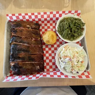 1/2 BBQ St. Louis Ribs w/ green beans and coleslaw $21