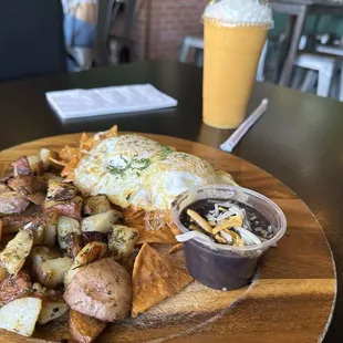 Guadalajara Chilaquiles with Chipotle sauce and Piping Papaya