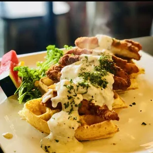 chicken and waffles