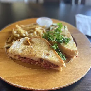 Pastrami melt and fries