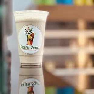 Almond Joy Consists of Almonds, almond milk, coconut flakes, coconut water, dates. Healthy smoothie and dessert option !