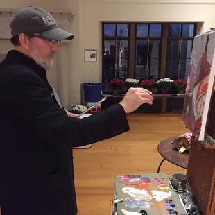 Painting at the craft beer tasting event.