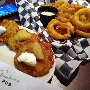 Potato Pancakes n Beer Battered Onion Rings Wonderful