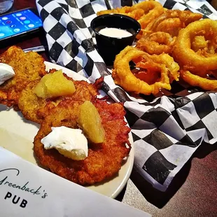 fried onion rings and onion rings