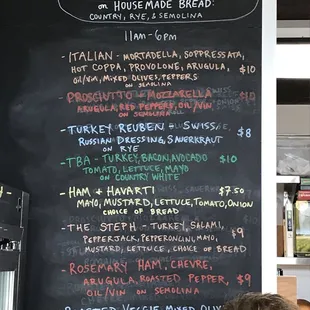 Ever changing Sandwich board giving on fresh local ingredients