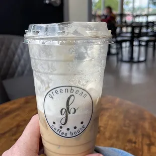 Iced Vanilla Latte with cold foam. Yum!