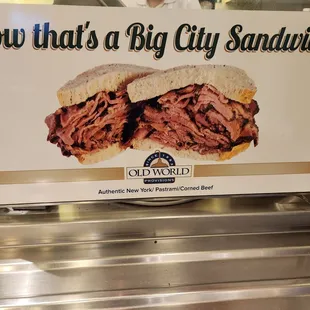 a sign advertising a sandwich