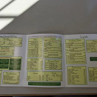 Menu at GreeneBow's