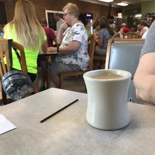 a cup of coffee on a table