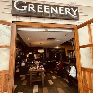 the entrance to the restaurant