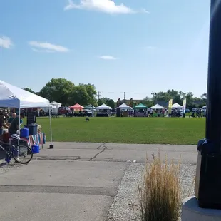tents with people sitting under them