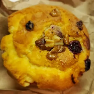 Cranberry walnut muffin.