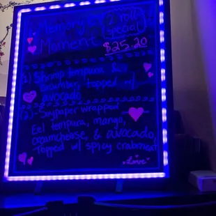 Specials of the evening