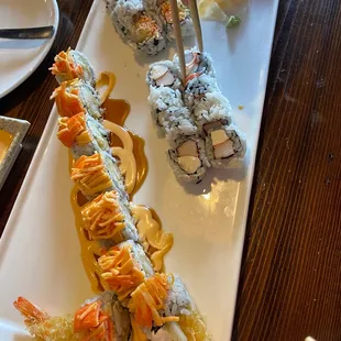 Caterpillar roll and California roll