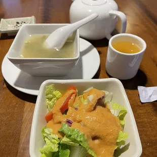 Soup, salad and tea.