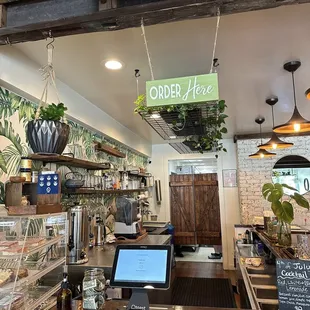 the interior of a cafe