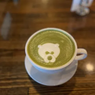 Bear matcha latte