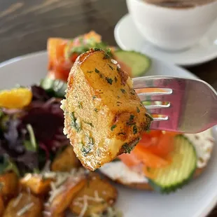 Lox Bagel and dark chocolate mocha