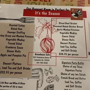 Menu on the table