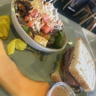 Roast Beef Sandwich and tri tip salad
