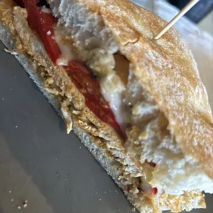 Chicken Focaccia Sandwich comes with an amazing pasta salad on the side.
