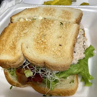 Greenhouse Club Sandwich sub tuna, add sprouts