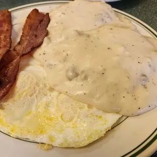 Country Breakfast (Biscuits and Gravy w/medium eggs and bacon)