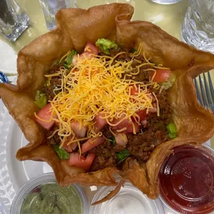 Aerial view of the taco salad.