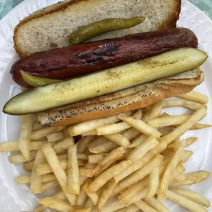 Hot dog!  Good fries, nicely grilled dog.