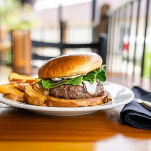 a burger and french fries