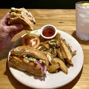 Salmon Burger, w/ Truffle Fries. The bomb.