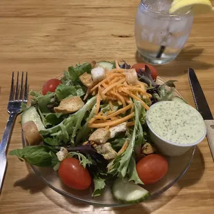 Started with side salad w/ goat cheese and cilantro dressing. Nice.