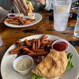 Salmon Burger with Sweet Potato Fries - Single