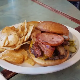 Holy bacon! burger.  So so good--you definitely have to like bacon for this dish, but really good.