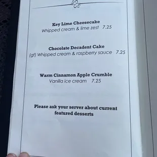 Drink menu