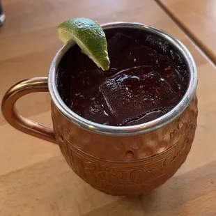 Non-alcoholic version of &quot;The Golden Rose&quot; drink (cranberry mule), their special cocktail in honor of Betty White