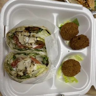 Chicken shawarma and Falafel