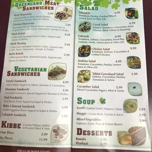 sushi and sashimi, menu