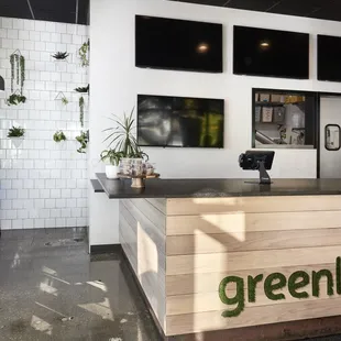 the front desk and counter area