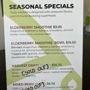 Seasonal specials